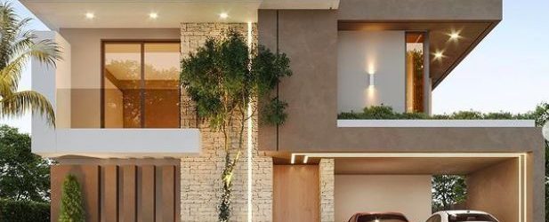 White to dark brown or black transitioning thru beige modern house designs